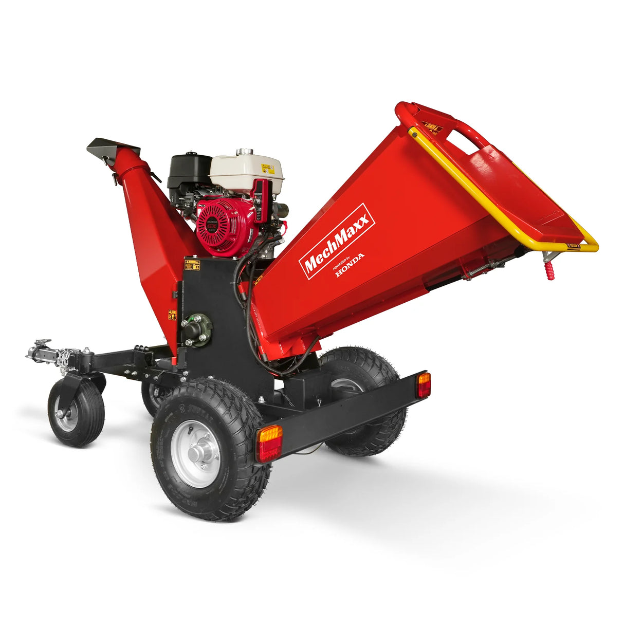 MechMaxx 6 inch HONDA E-Start Gasoline Engine Powered 4 - Wheel Drum Wood Chipper with Taillight ,  B150