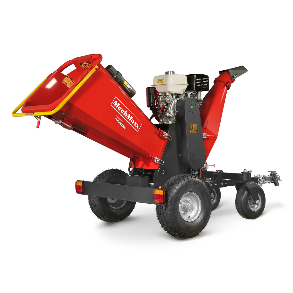MechMaxx 6 inch HONDA E-Start Gasoline Engine Powered 4 - Wheel Drum Wood Chipper with Taillight ,  B150