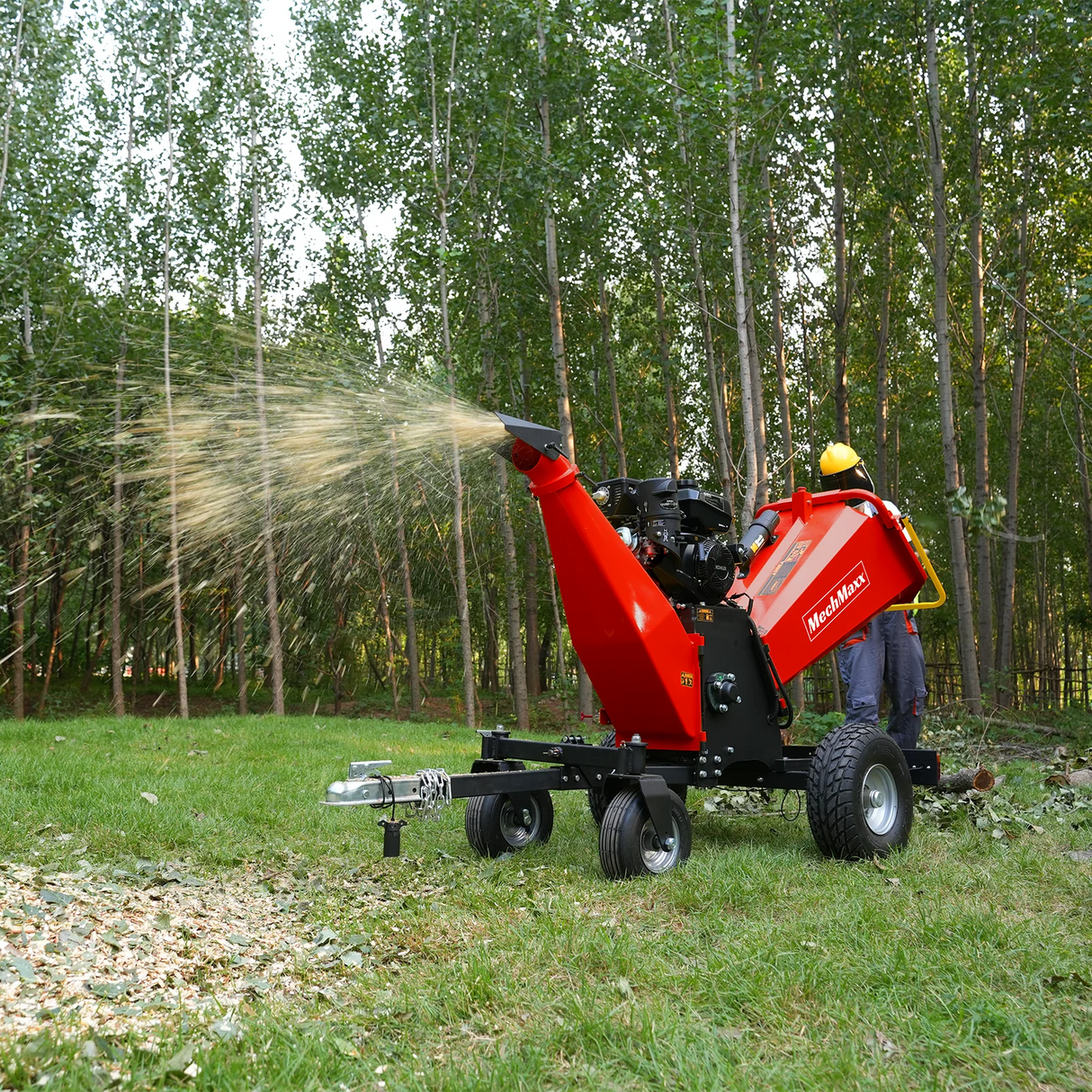 MechMaxx 6 inch KOHLER E-Start 429cc 14HP Gas Powered 4 - Wheel Drum Wood Chipper with Taillight ,  B150