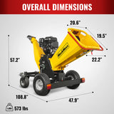 MechMaxx 6 inch E-start Zonsen 420cc 13.4hp Gas Powered 4 - Wheel Drum Wood Chipper with Taillight ,  B150