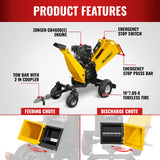 MechMaxx 6 inch E-start Zonsen 420cc 13.4hp Gas Powered 4 - Wheel Drum Wood Chipper with Taillight ,  B150