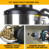 3,000 PSI 4.0 GPM Hot Water Electric Pressure Washer with 7.5 HP Baldor Motor and General Triplex Pump- 643HD