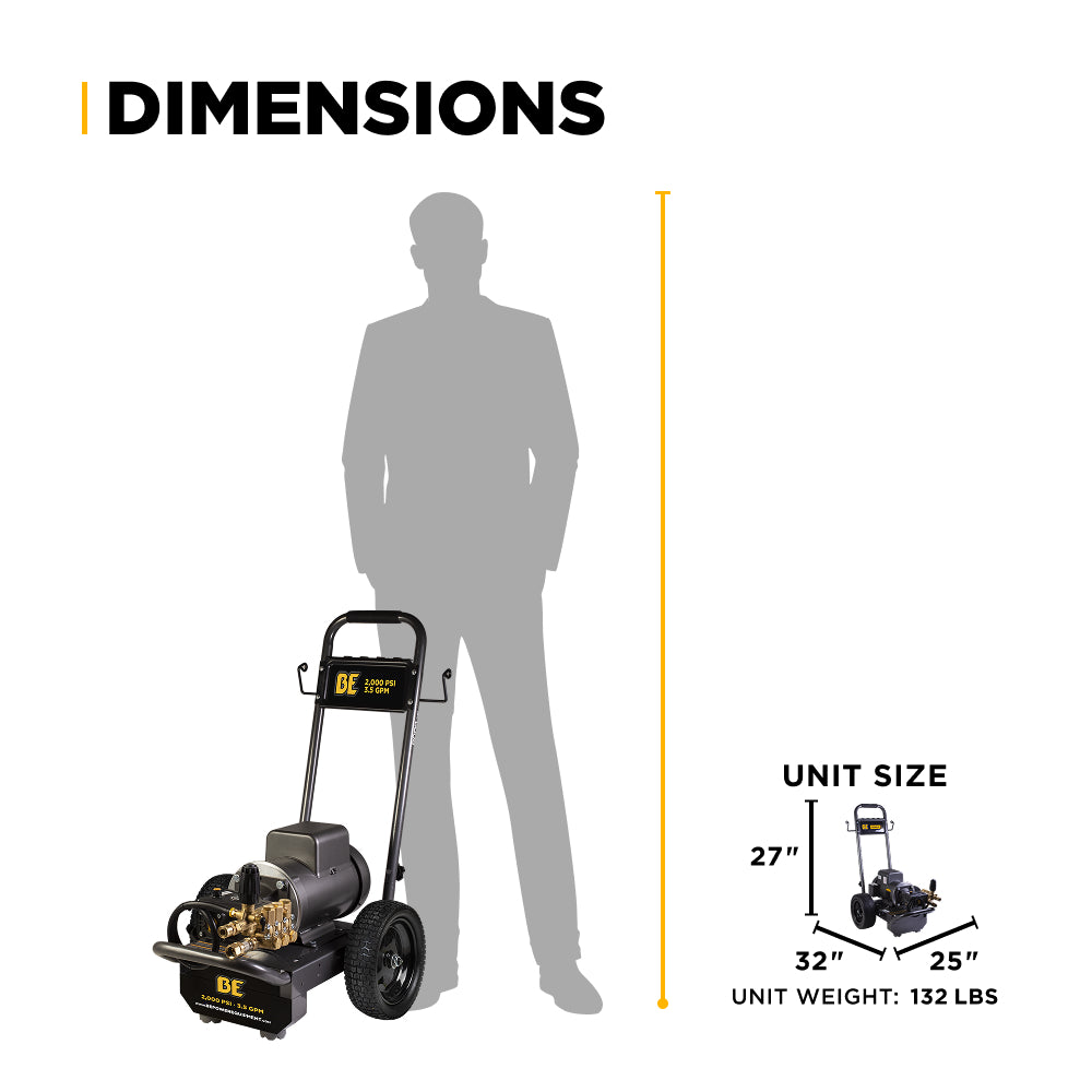 2,000 PSI 3.5 GPM 5.0 HP Electric Pressure Washer with Baldor Motor and Centurion Triplex Pump - B205EA