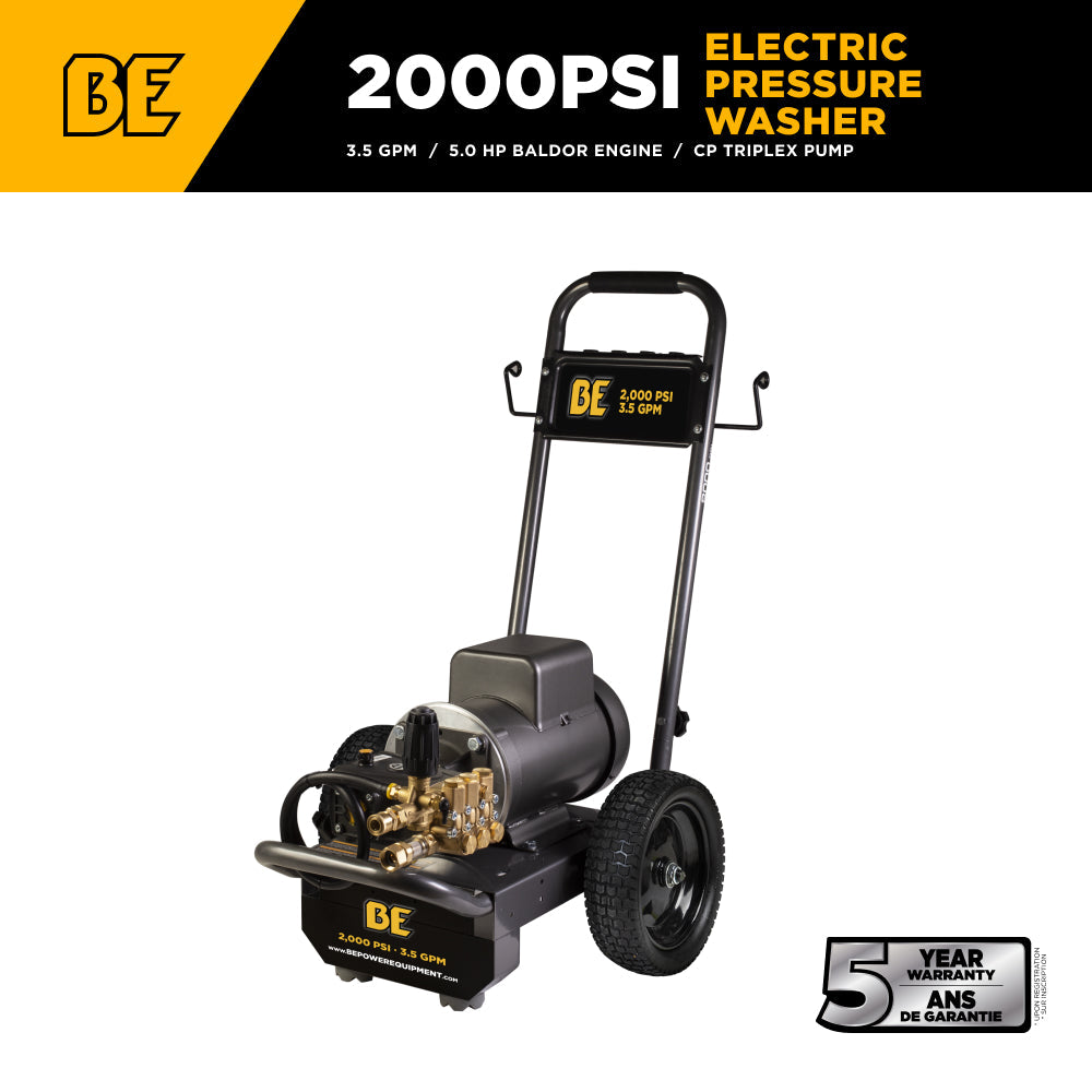 2,000 PSI 3.5 GPM 5.0 HP Electric Pressure Washer with Baldor Motor and Centurion Triplex Pump - B205EA