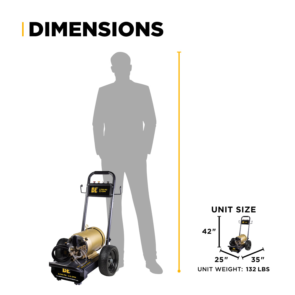 2,700 PSI 3.5 GPM 7.5 HP Electric Pressure Washer with Baldor Motor and CP Triplex Pump - B2775E3AHE