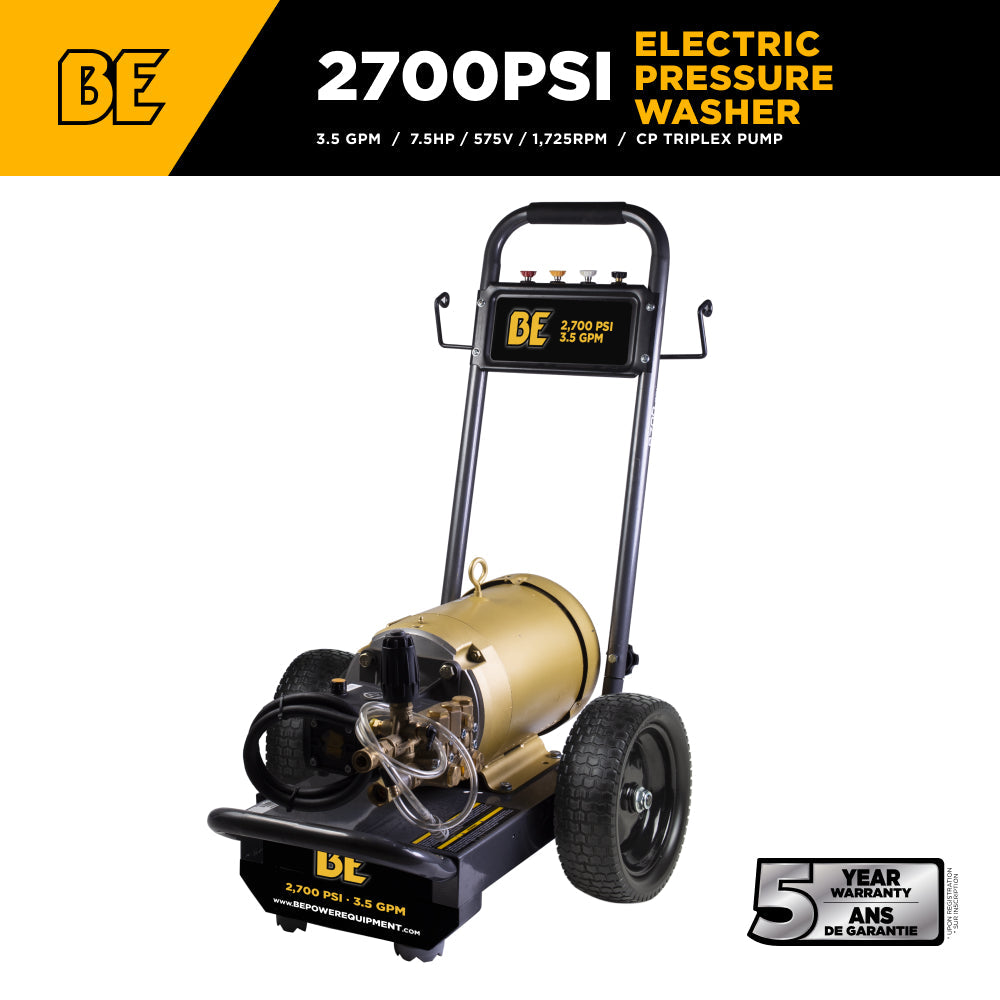 2,700 PSI 3.5 GPM 7.5 HP Electric Pressure Washer with Baldor Motor and CP Triplex Pump - B2775E3AHE