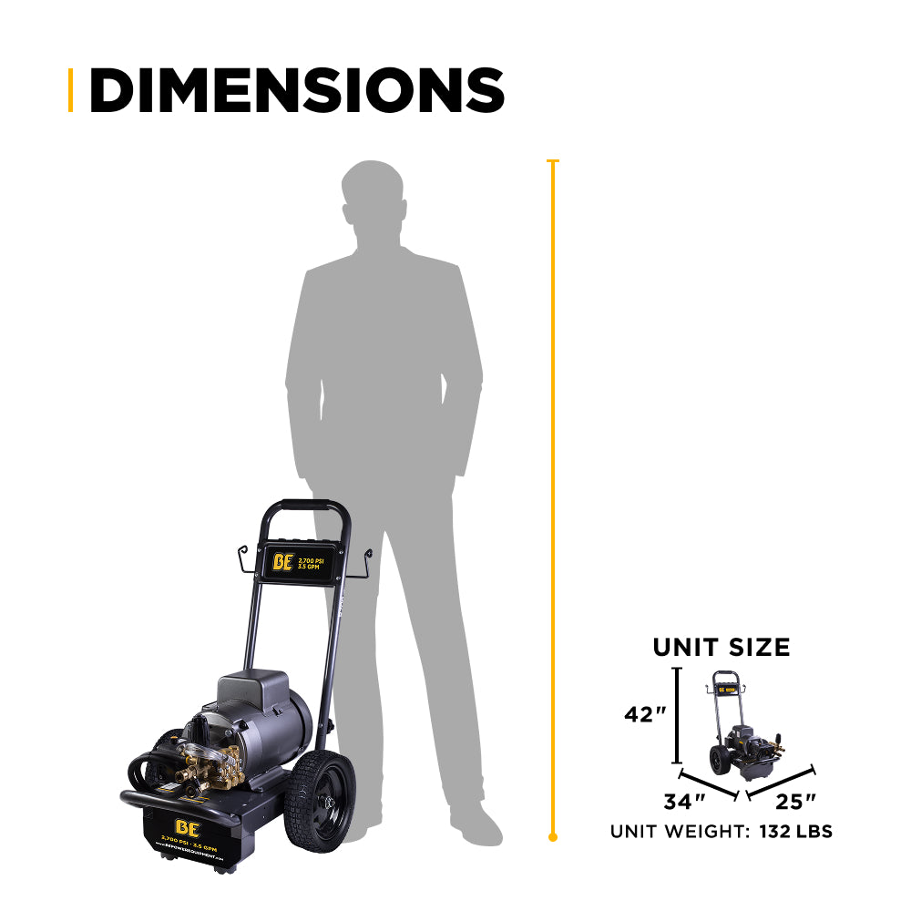 2,700 PSI 3.5 GPM 7.5 HP Electric Pressure Washer with Baldor Motor and CP Triplex Pump - B2775EA