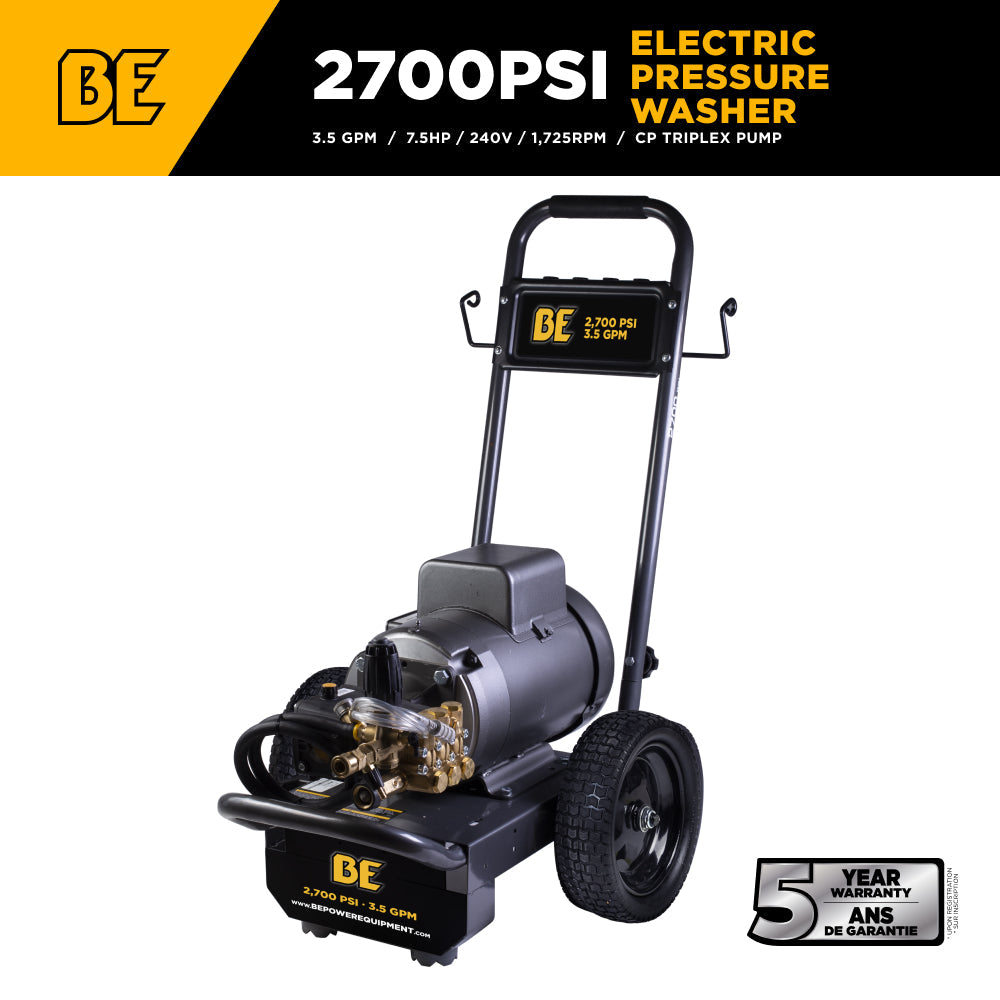 2,700 PSI 3.5 GPM 7.5 HP Electric Pressure Washer with Baldor Motor and CP Triplex Pump - B2775EA