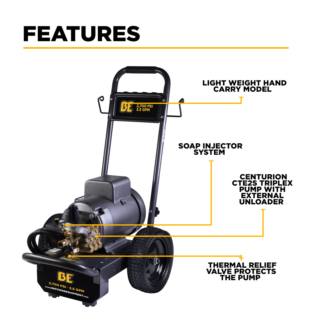 2,700 PSI 3.5 GPM 7.5 HP Electric Pressure Washer with Baldor Motor and CP Triplex Pump - B2775EA