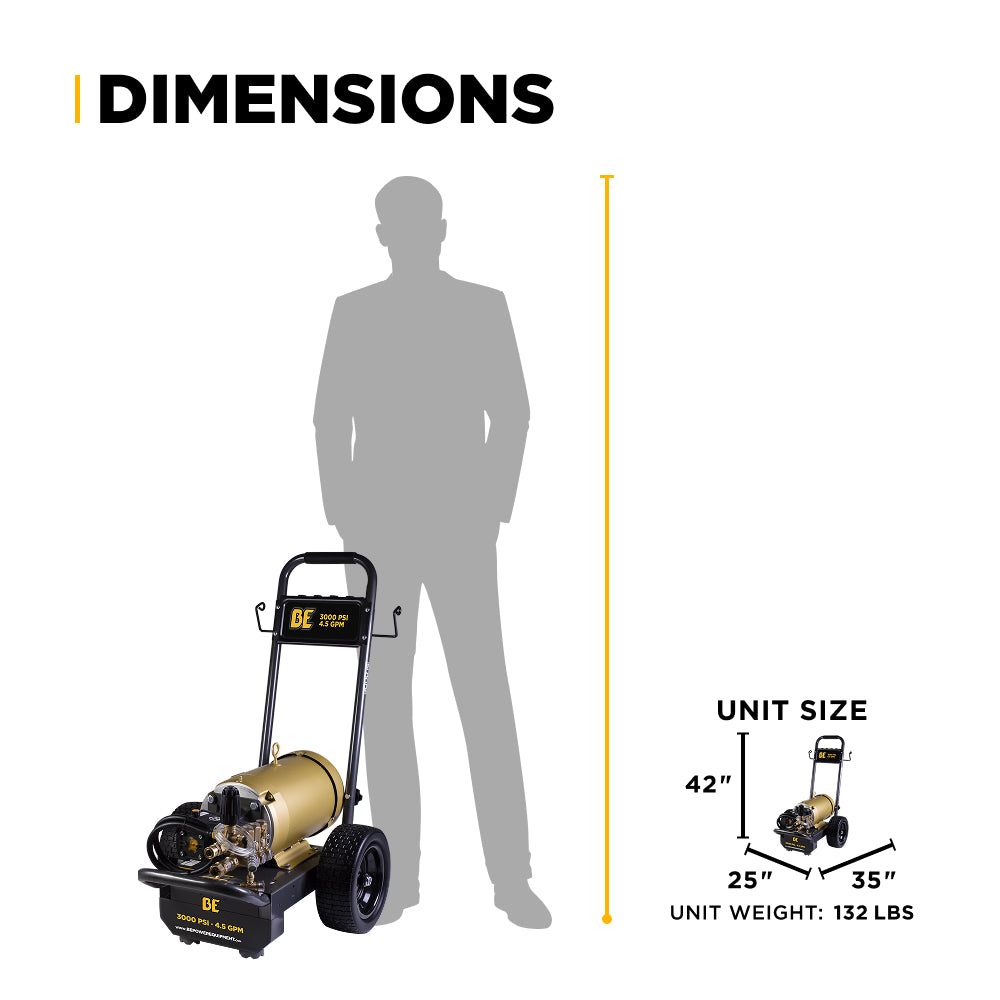 3,000 PSI 4.5 GPM 10 HP Electric Pressure Washer with Baldor Motor and CP Triplex Pump - B3010E34AHE