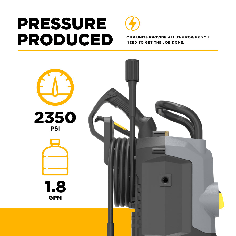 2,350 PSI 1.8 GPM Cold Water Corded Electric Pressure Washer with 4-Wheel 360° Steering - P2318EN