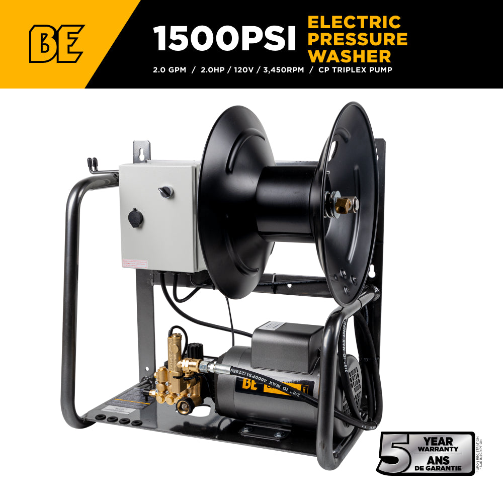 1,500 PSI 2.0 GPM 2.0 HP Wall Mount Electric Pressure Washer with a Baldor Motor and CP Triplex Pump - X-1520FW1ARH