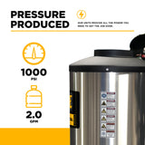1,000 PSI 2.0 GPM Hot Water Electric Pressure Washer with General T9051EBF triplex pump - 1250