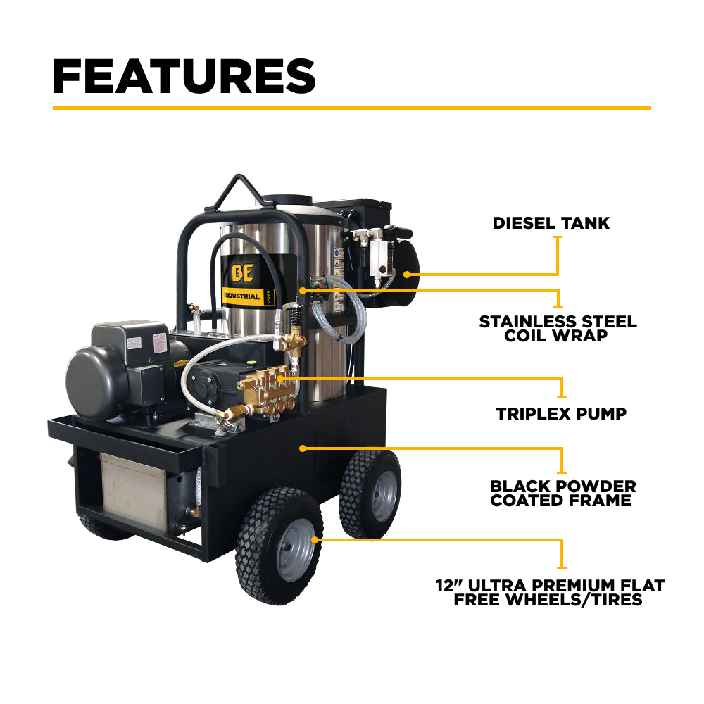 2,300 PSI 4.0 GPM Hot Water Electric Pressure Washer with General Triplex Pump -  15-423