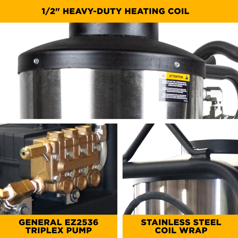 3,000 PSI 5.0 GPM Hot Water Electric Pressure Washer with General Triplex Pump -  15-530