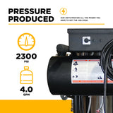 2,300 PSI 4.0 GPM Hot Water Electric Pressure Washer with General Triplex Pump -  15-423