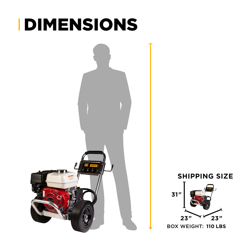 3,100 PSI 3.1GPM Cold Water Gas Pressure Washer Honda GX200 and CP Triplex Pump on Aluminum Frame - B3165HAAS