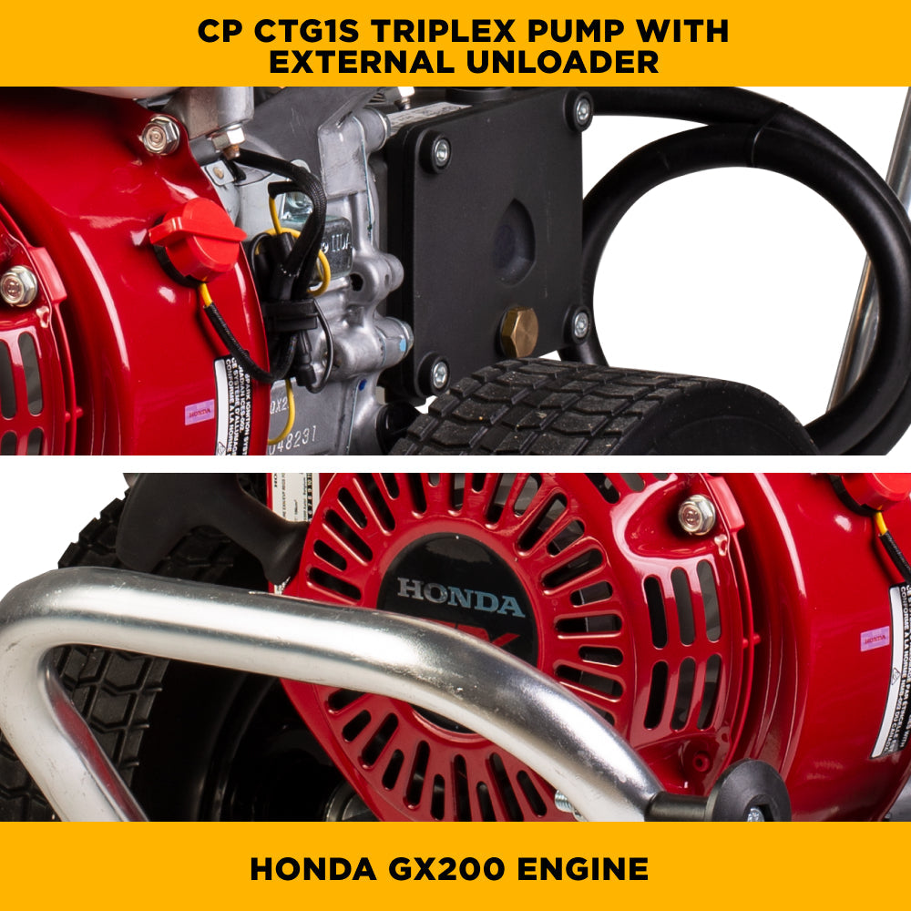 3,100 PSI 3.1GPM Cold Water Gas Pressure Washer Honda GX200 and CP Triplex Pump on Aluminum Frame - B3165HAAS
