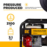 3,100 PSI 3.1 GPM Cold Water Gas Pressure Washer with Honda GX200 Engine and CP Triplex Pump on Roll Cage Frame with Hose Reel - B3165HRAS