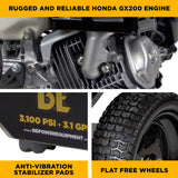 3,100 PSI 3.1 GPM Cold Water Gas Pressure Washer with Honda GX200 Engine and CP Triplex Pump on Stainless Steel Frame - B3165HSAS