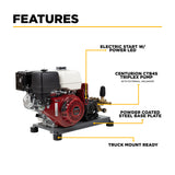 3,200 PSI 5.2 GPM Truck Mount Cold Water Gas Pressure Washer with Honda GX390 Electric Start Engine and CP Belt Drive Triplex Pump - B3213HETBAS