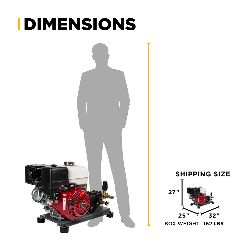 3,200 PSI 5.5 GPM Truck Mount Cold Water Gas Pressure Washer with Honda GX390 Engine and CP Belt Drive Triplex Pump - B3213HTBAS