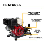 3,200 PSI 5.5 GPM Truck Mount Cold Water Gas Pressure Washer with Honda GX390 Engine and CP Belt Drive Triplex Pump - B3213HTBAS