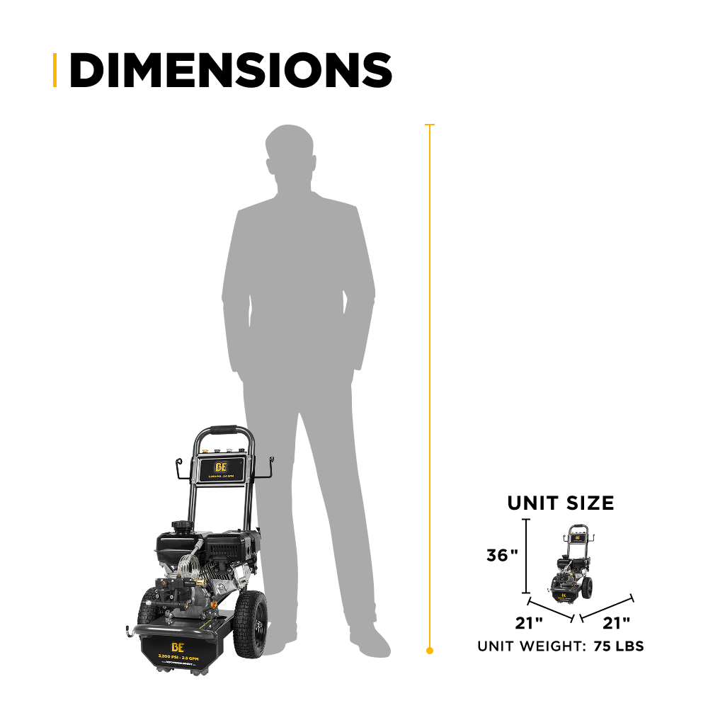 3,200 PSI 2.5 GPM Cold Water Gas Pressure Washer Powerease 212CC Engine and CP Axial Pump - B327PX