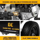 3,400PSI 2.5GPM Cold Water Gas Pressure Washer Powerease 223cc Engine and CP Axial Pump - B3475PX