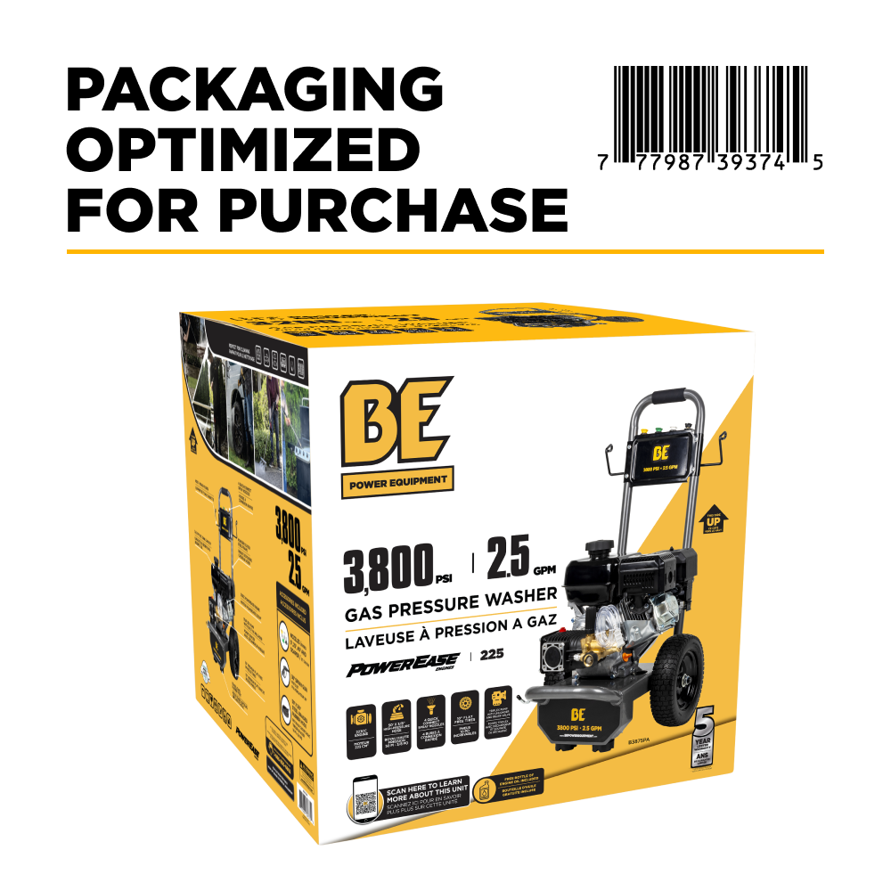 3,800 PSI 2.5 GPM Cold Water Gas Pressure Washer with Honda GX200 Engine and CP Triplex Pump - B3865HA