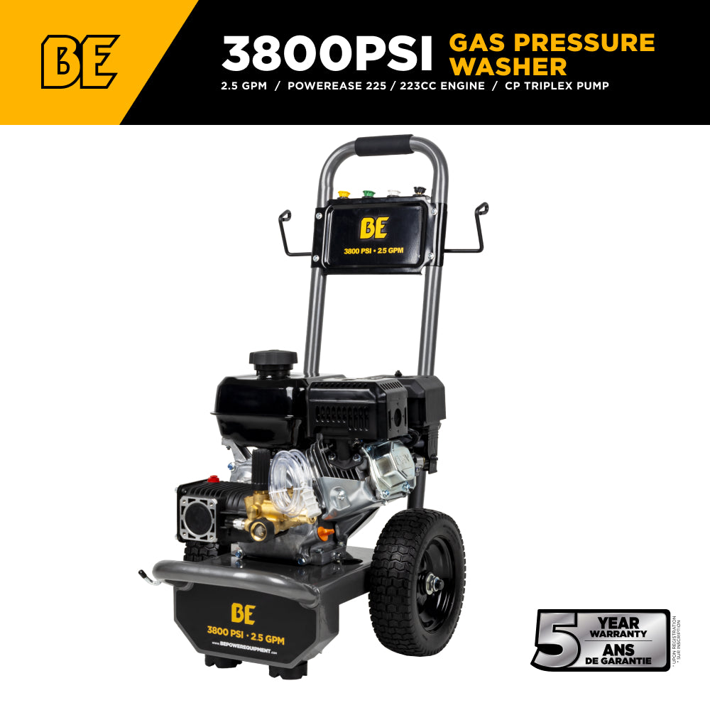 3,800 PSI 2.5 GPM Cold Water Gas Pressure Washer PowerEase R225 Engine and CP Triplex Pump - B3875PA