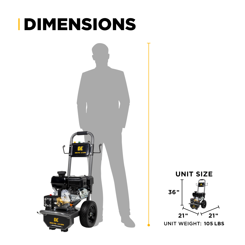 3,800 PSI 2.5 GPM Cold Water Gas Pressure Washer PowerEase R225 Engine and CP Triplex Pump - B3875PA