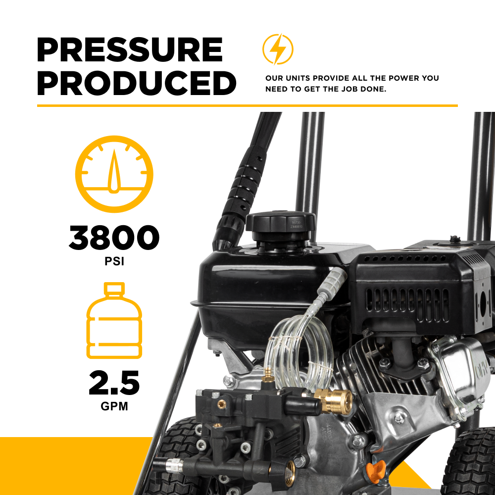 3,800 PSI 2.5 GPM Cold Water Gas Pressure Washer PowerEase R225 Engine and CP Triplex Pump - B3875PA
