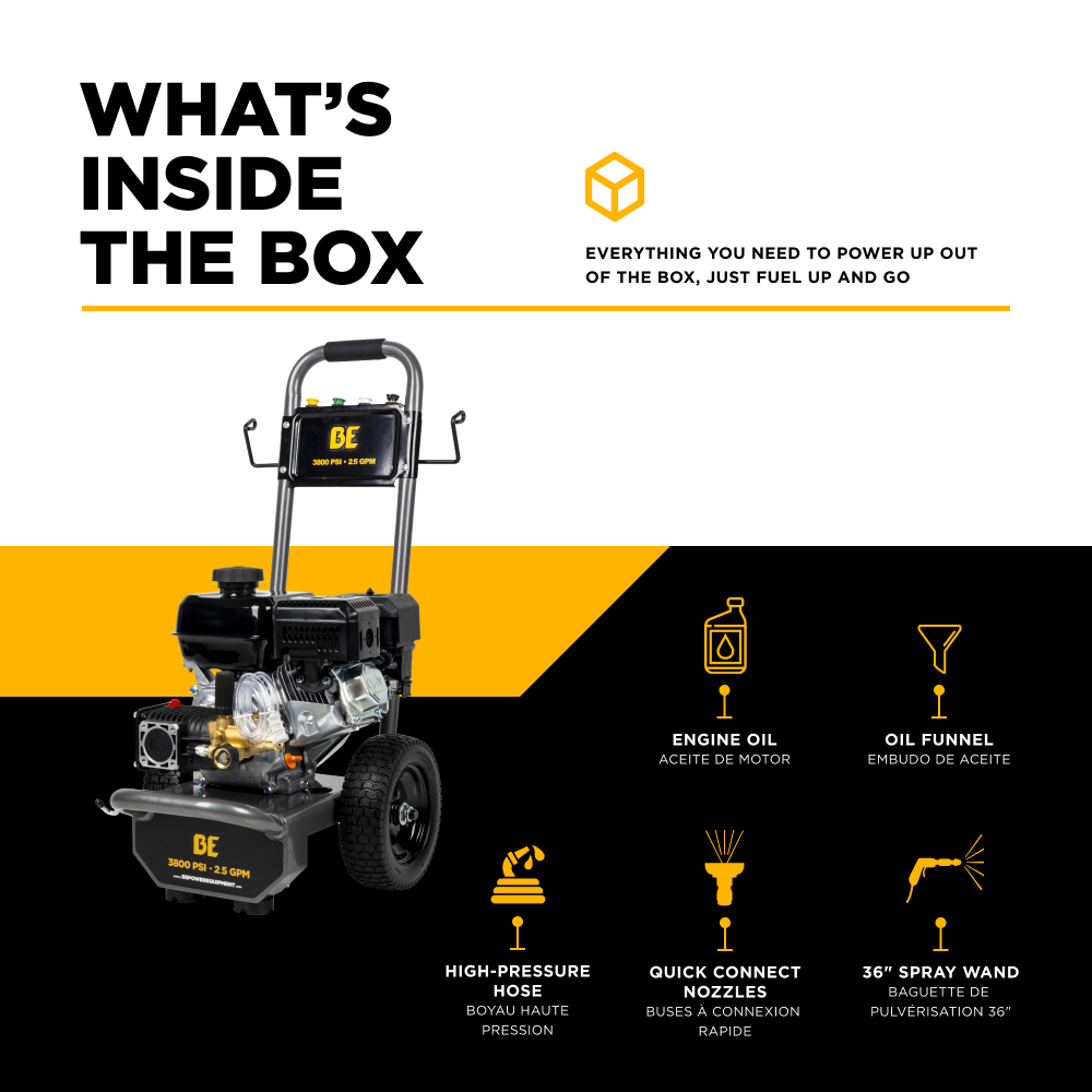 3,800 PSI 2.5 GPM Cold Water Gas Pressure Washer PowerEase R225 Engine and CP Triplex Pump - B3875PA