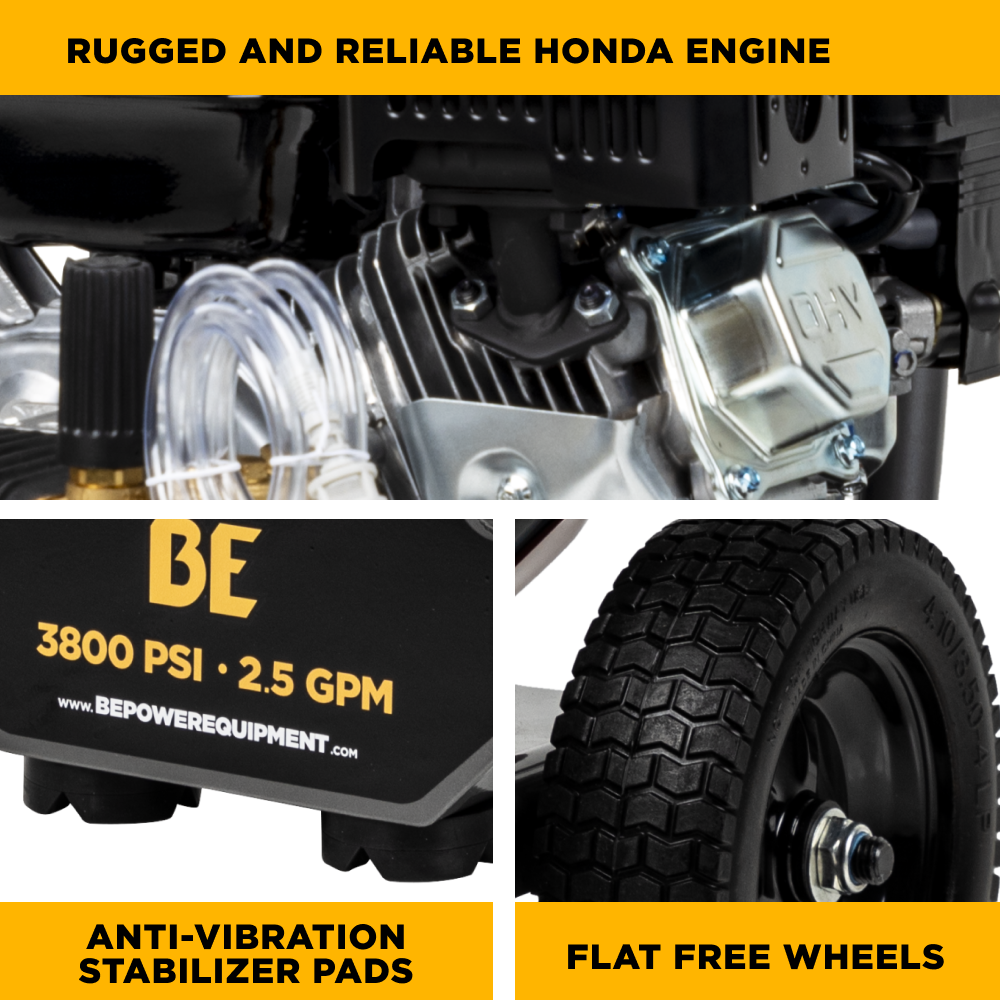 3,800 PSI 2.5 GPM Cold Water Gas Pressure Washer PowerEase R225 Engine and CP Triplex Pump - B3875PA