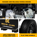 3,800 PSI 2.5 GPM Cold Water Gas Pressure Washer PowerEase R225 Engine and CP Triplex Pump - B3875PA