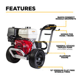 4,200 PSI 4.2 GPM Cold Water Gas Pressure Washer Honda GX390 Engine and General Triplex Pump on Aluminum  Frame - B4213HAGS