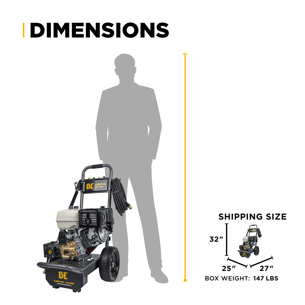 4,200 PSI 4.2 GPM Cold Water Gas Pressure Washer with Honda GX390 Engine and CP Triplex Pump - B4213HA