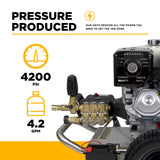4,200 PSI 4.2 GPM Cold Water Gas Pressure Washer with Honda GX390 Electric Start Engine and CP Triplex Pump on Stainless Steel Frame - B4213HESAS