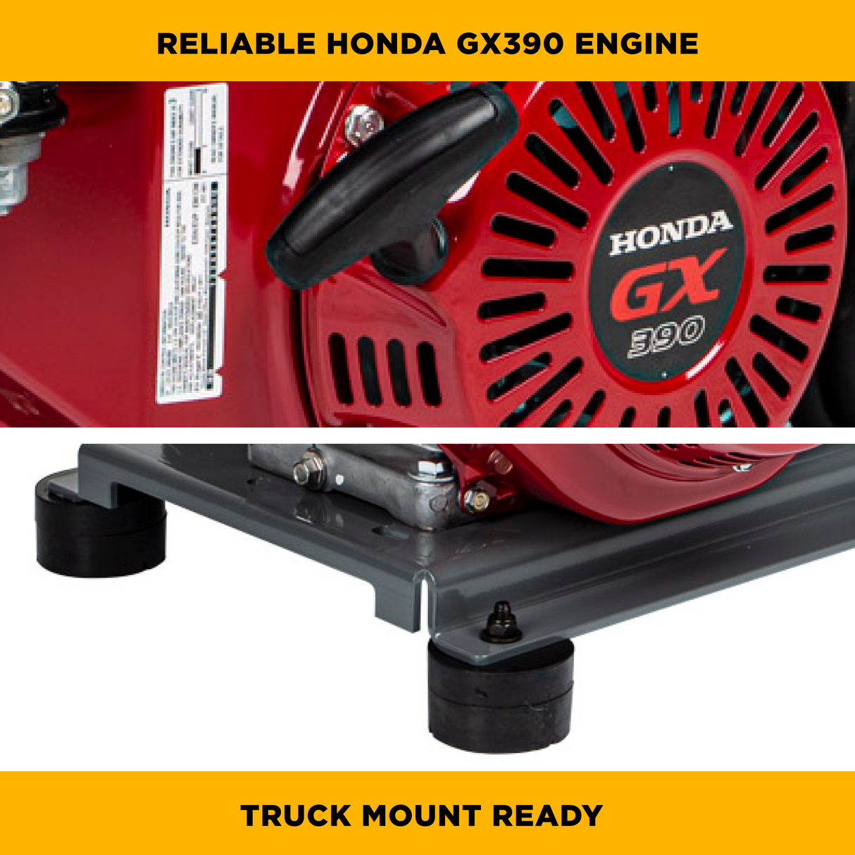 4,200 PSI 4.2 GPM Truck Mount Cold Water Gas Pressure Washer with Honda GX390 Electric Start Engine and General Belt Drive Triplex Pump - B4213HETBGS