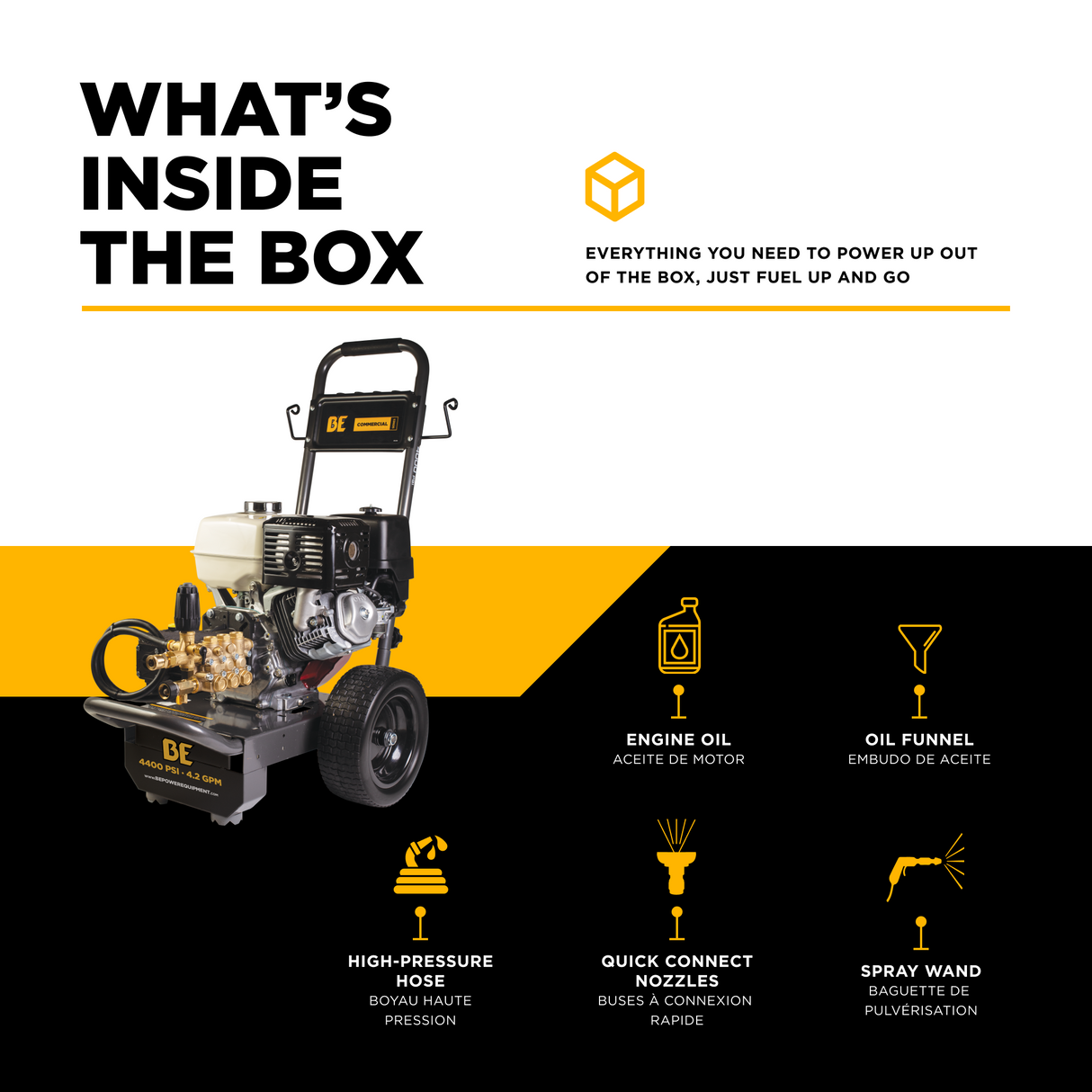 4,200 PSI 4.2 GPM Cold Water Gas Pressure Washer Honda GX390 Engine and General Triplex External Unloader Pump - B4213HGS