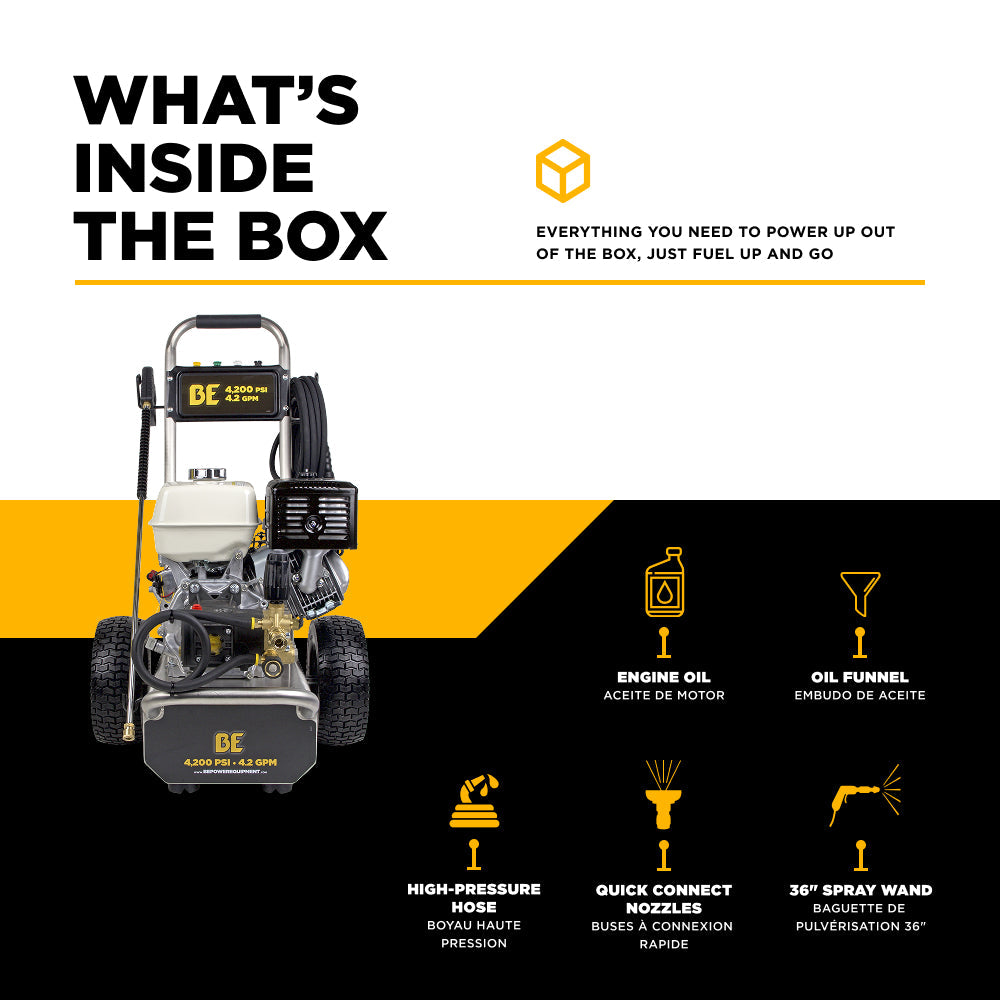 4,200 PSI 4.2 GPM Cold Water Gas Pressure Washer with Honda GX390 Engine and CP Triplex Pump on Stainless Steel Frame - B4213HSAS