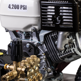 4,200 PSI 4.2GPM Cold Water Gas Pressure Washer Honda GX390 Engine and General Triplex Pump on Stainless Steel Frame - B4213HSGS