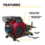 4,200 PSI 8.5 GPM Truck Mount Cold Water Gas Pressure Washer with Honda GX690 Electric Start Engine and CP Belt Drive Triplex Pump - B4224HETBAS