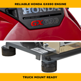4,200 PSI 8.5 GPM Truck Mount Cold Water Gas Pressure Washer with Honda GX690 Electric Start Engine and CP Belt Drive Triplex Pump - B4224HETBAS