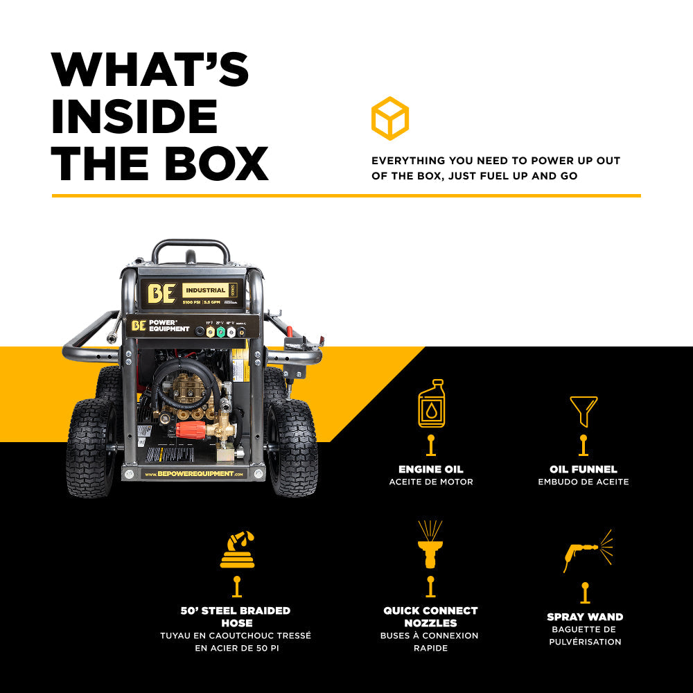 5,100 PSI 5.5 GPM Cold Water Gas Pressure Washer with Honda GX690 Electric Start Engine and CP Belt Drive Triplex Pump on Roll Cage Frame - B5024HEBAS