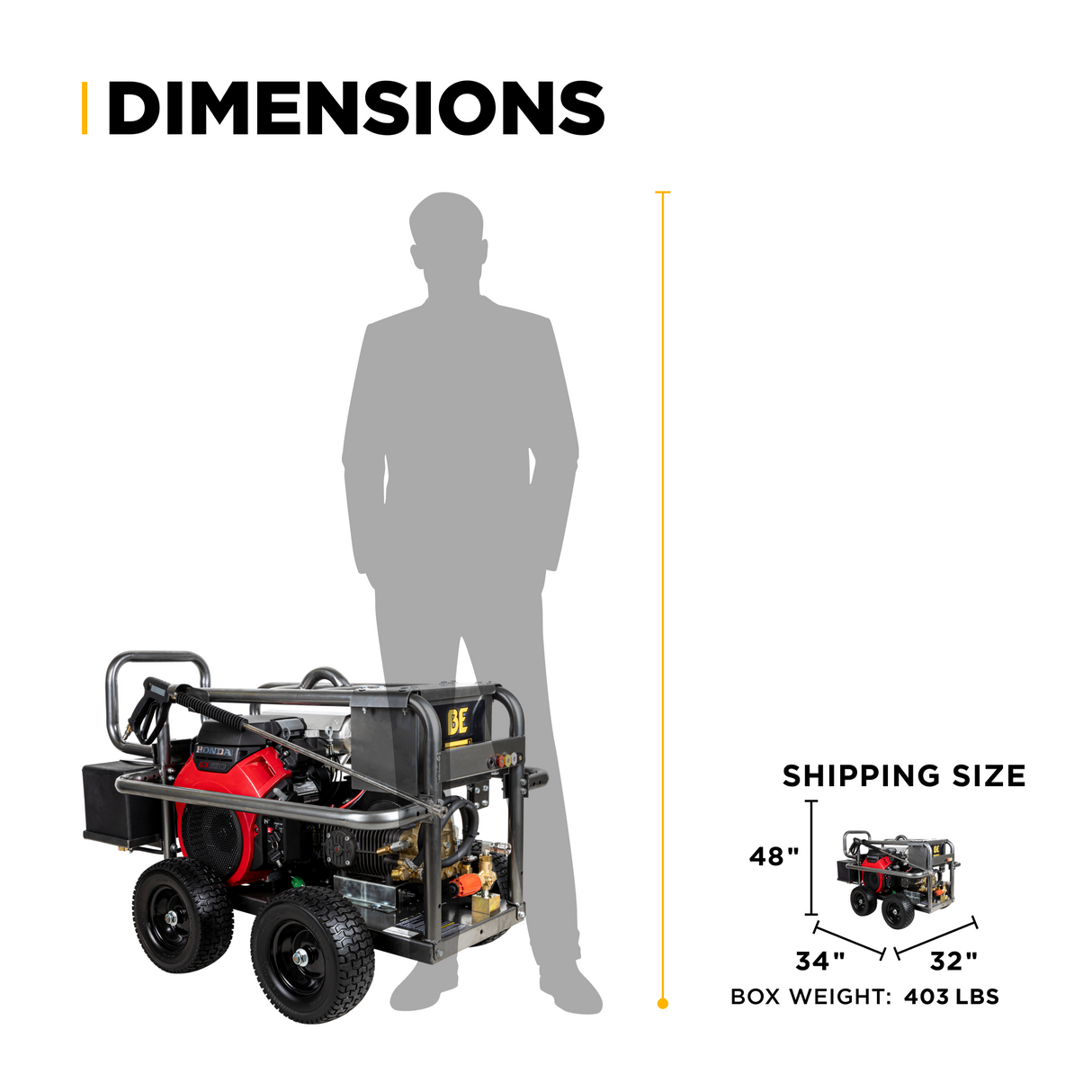 5,000 PSI 5.0 GPM Cold Water Gas Pressure Washer with Honda GX690 Engine and Comet Belt Drive Triplex Pump on Roll Cage Frame - PE-5024HWEBCOM