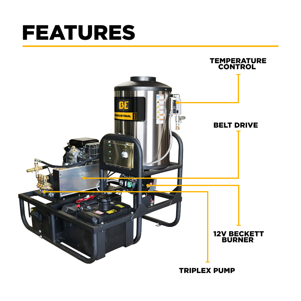 3,500 PSI 5.2 GPM Hot Water Skid Pressure Washer with General Triplex Pump - Z5535GPBDH