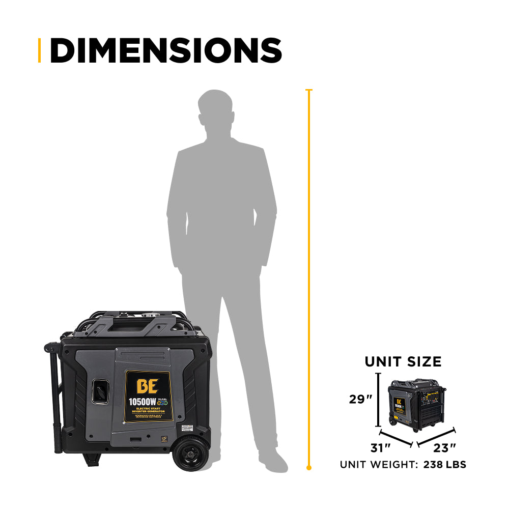10,500 Watt Tri-Fuel Digital Inverter Generator - BE10500IT