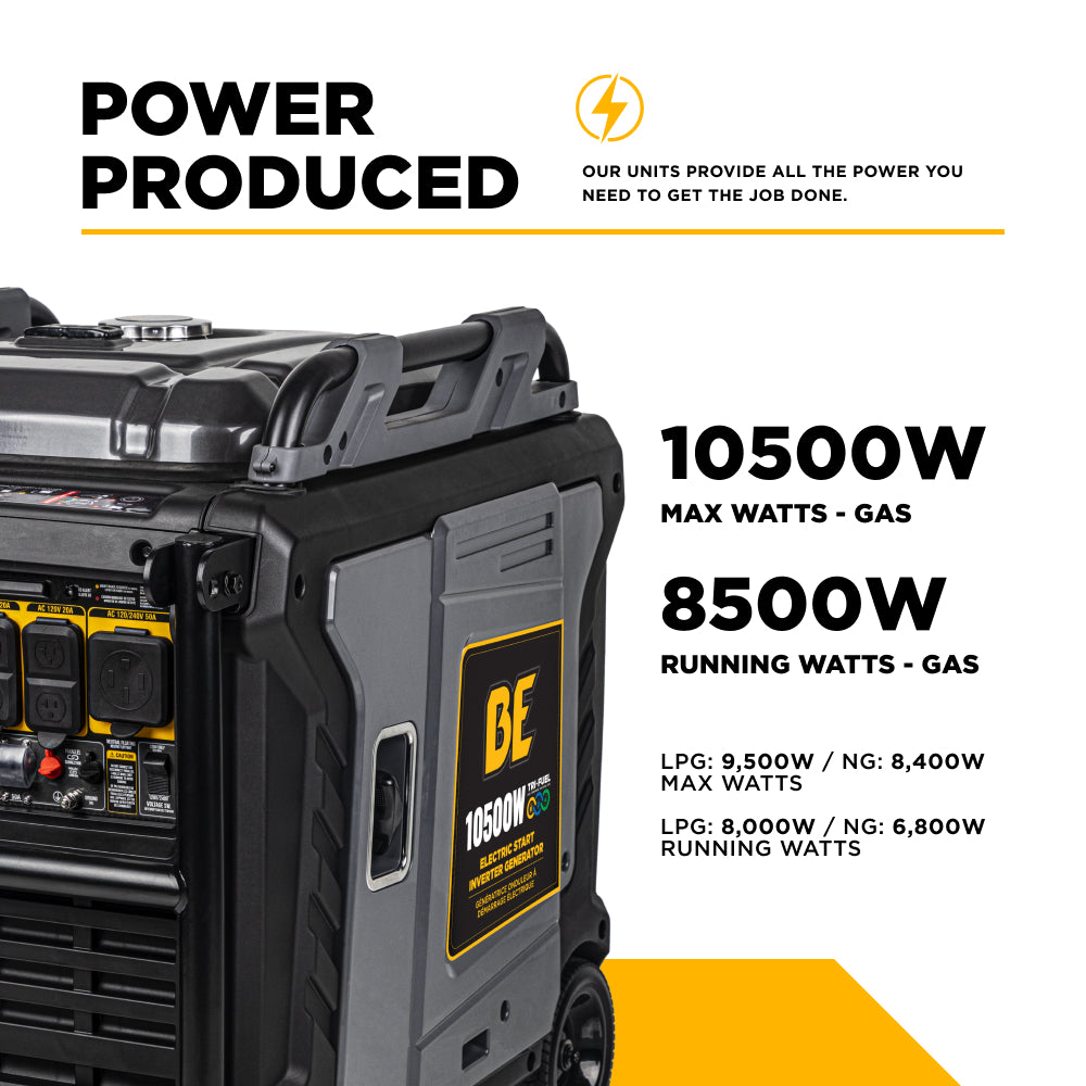 10,500 Watt Tri-Fuel Digital Inverter Generator - BE10500IT